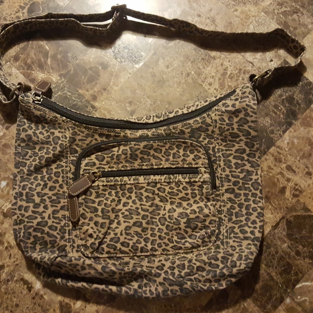 Leopard print canvas purse